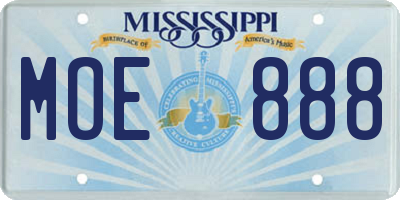 MS license plate MOE888