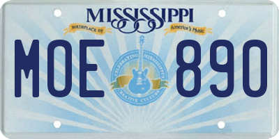 MS license plate MOE890