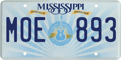 MS license plate MOE893
