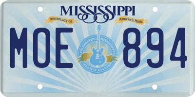 MS license plate MOE894