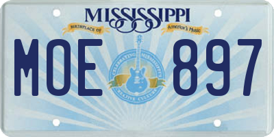 MS license plate MOE897