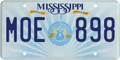 MS license plate MOE898