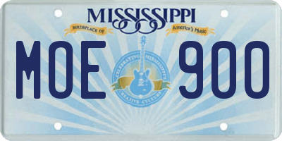 MS license plate MOE900