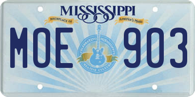 MS license plate MOE903