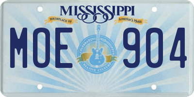 MS license plate MOE904