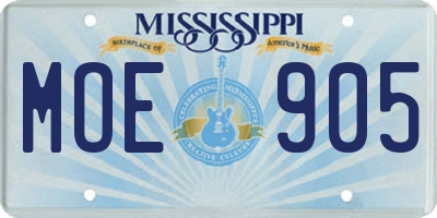 MS license plate MOE905
