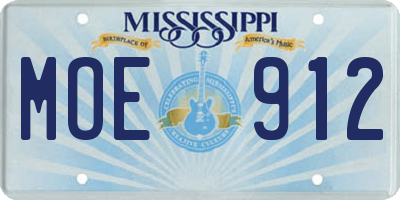 MS license plate MOE912