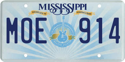MS license plate MOE914