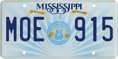 MS license plate MOE915