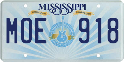 MS license plate MOE918