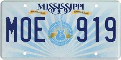 MS license plate MOE919