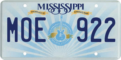 MS license plate MOE922