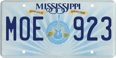 MS license plate MOE923