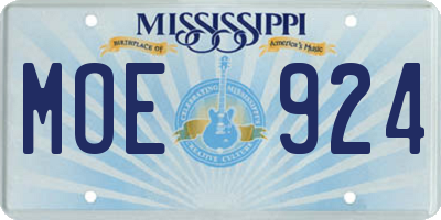 MS license plate MOE924