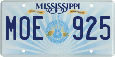 MS license plate MOE925