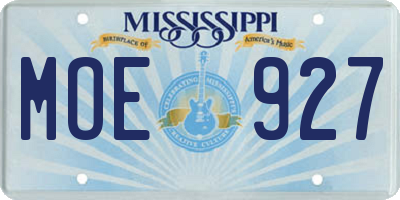 MS license plate MOE927