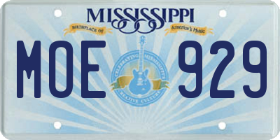 MS license plate MOE929