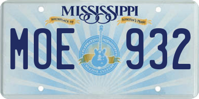 MS license plate MOE932