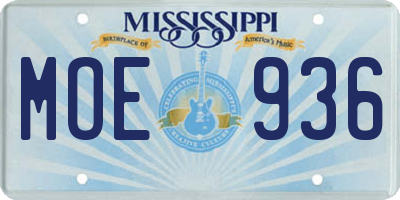 MS license plate MOE936