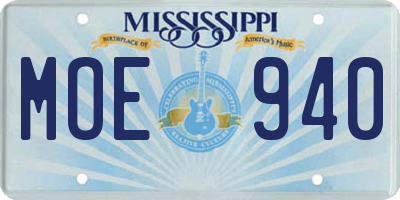 MS license plate MOE940