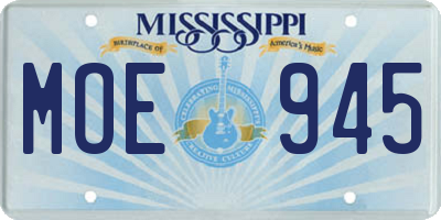 MS license plate MOE945