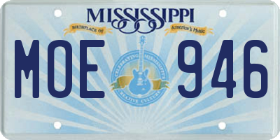 MS license plate MOE946