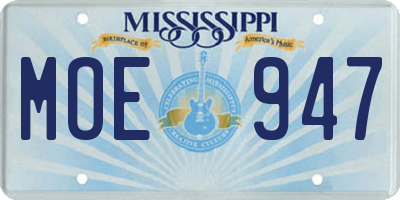 MS license plate MOE947