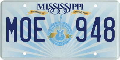 MS license plate MOE948