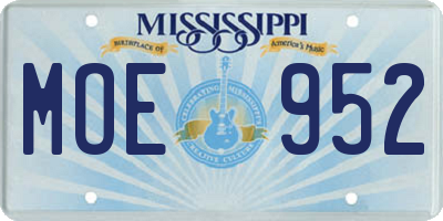 MS license plate MOE952