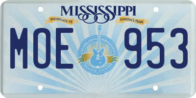 MS license plate MOE953