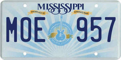 MS license plate MOE957