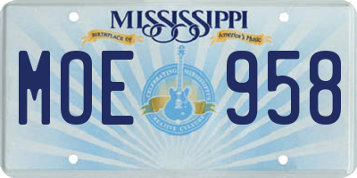 MS license plate MOE958