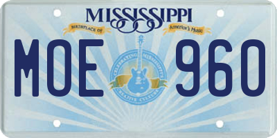 MS license plate MOE960