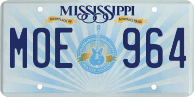 MS license plate MOE964