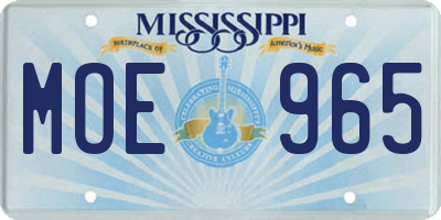 MS license plate MOE965