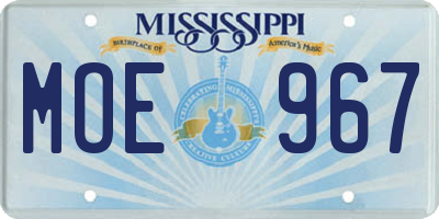 MS license plate MOE967
