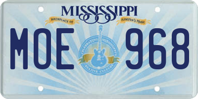 MS license plate MOE968