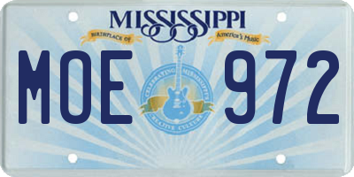 MS license plate MOE972
