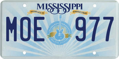 MS license plate MOE977