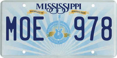 MS license plate MOE978