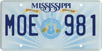 MS license plate MOE981