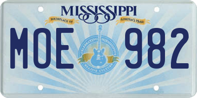 MS license plate MOE982