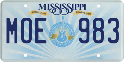 MS license plate MOE983