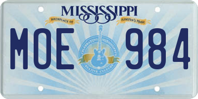MS license plate MOE984
