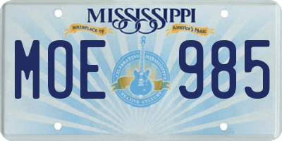 MS license plate MOE985