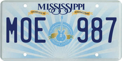 MS license plate MOE987
