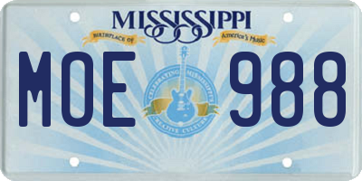 MS license plate MOE988