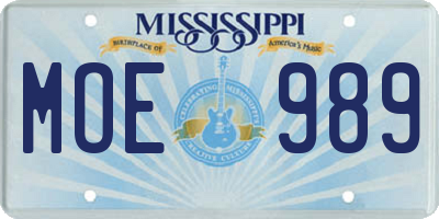 MS license plate MOE989