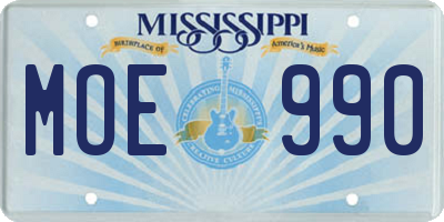 MS license plate MOE990