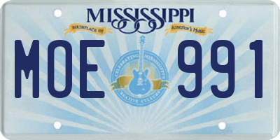 MS license plate MOE991